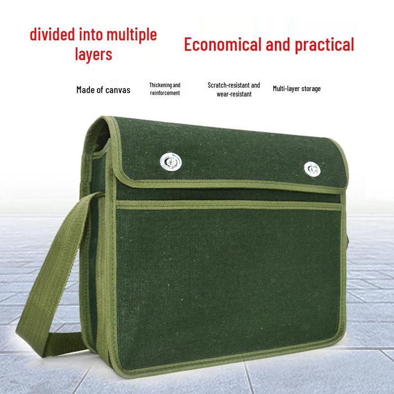 Thickened Canvas Tool Bag: Large, Wear-Resistant, Multifunctional Carpenter and Electrician Crossbody Pouch.