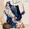 Women Plus Size Loose Batwing Sleeve Top Round Neck Colorful Heart Print Casual Short Sleeve Tunic Blouse