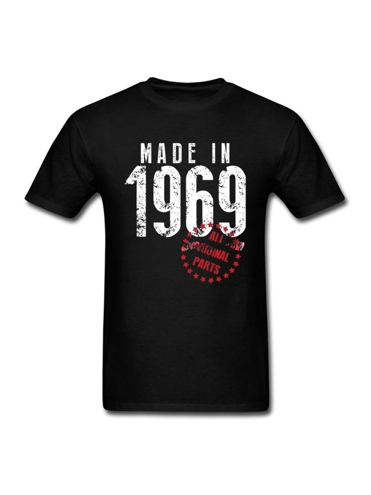 Vintage Creative Fathers Tshirt Made In 1969 All Original Parts Breathable Casual T Shirt Prevalent Tops  Tees Men S