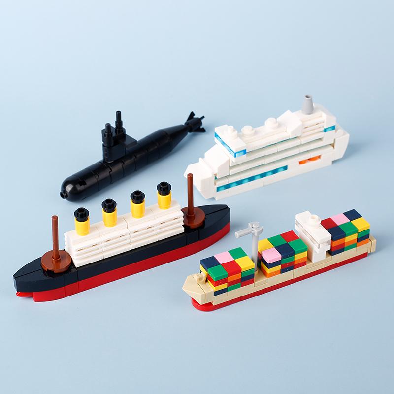 Cărămizi Model Mini DIY Vas de Croazieră Vas de Marfă Submarin Blocuri de Construcție Vas Maritim Scenă cu Vasul Titanic Potrivire Jucării pentru Copii
