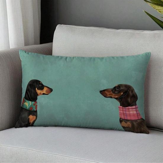 Plush Dachshund Pillow Cover Cartoon Dog Throw Pillow Case Home Living Room Bedroom Sofa Bed Decorative Rectangle Cushion Cover