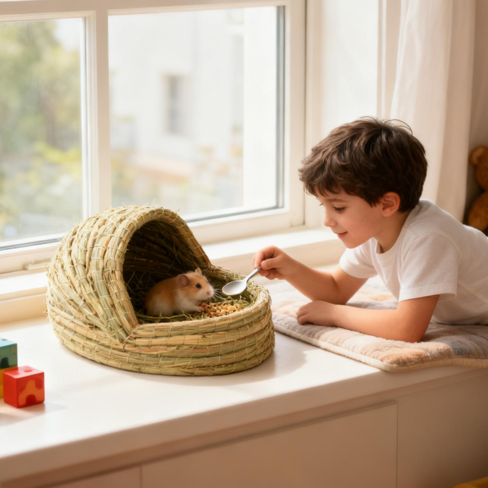 Hamster Bed Straw Woven Slipper Shape Hatch House Ferret Beds For Small Animal Bird Cage Coop Farm Breeding Egg Laying S