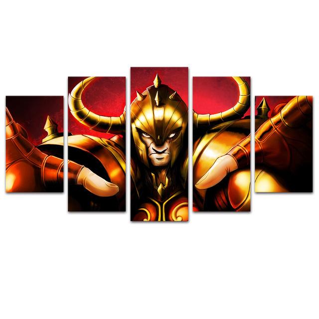 5 Panels Wall Art Cartoon Saint Seiya Canvas Poster Modern Painting Wall Picture For Kids Room Home Decor Cartoon Anime