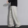 Men's White Textured Wide Leg Pants - Drawstring Waist Lightweight Casual Streetwear Trousers