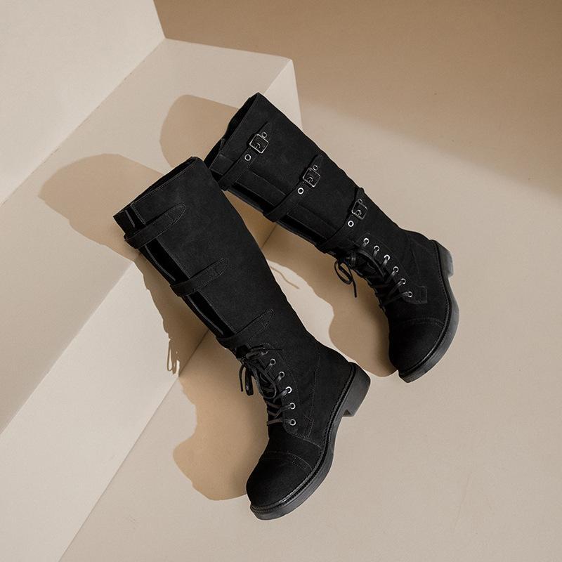 Large size miu knight boots women s 2025 new retro British boots women s cowboy boots retro versatile high boots 35 6945₽