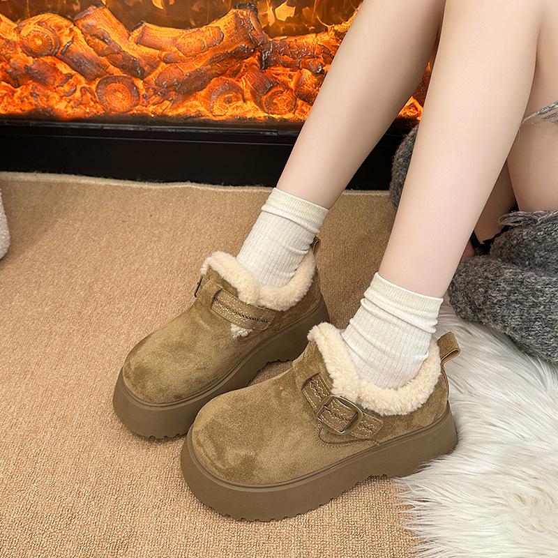 Damen weich elastisch dicksohlige Winterfell eine warme kalte gefütterte Schneestiefel rutschfest tragen lässige Sport Baumwollstiefel