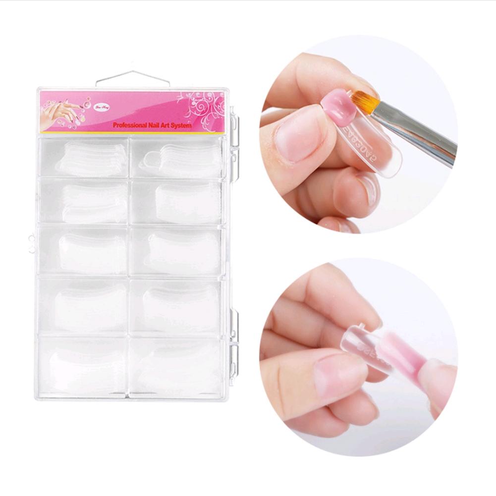 100pcs Transparent Nail Form Quick Building Gel Mold Tips Nail Extension DIY Manicure Tool