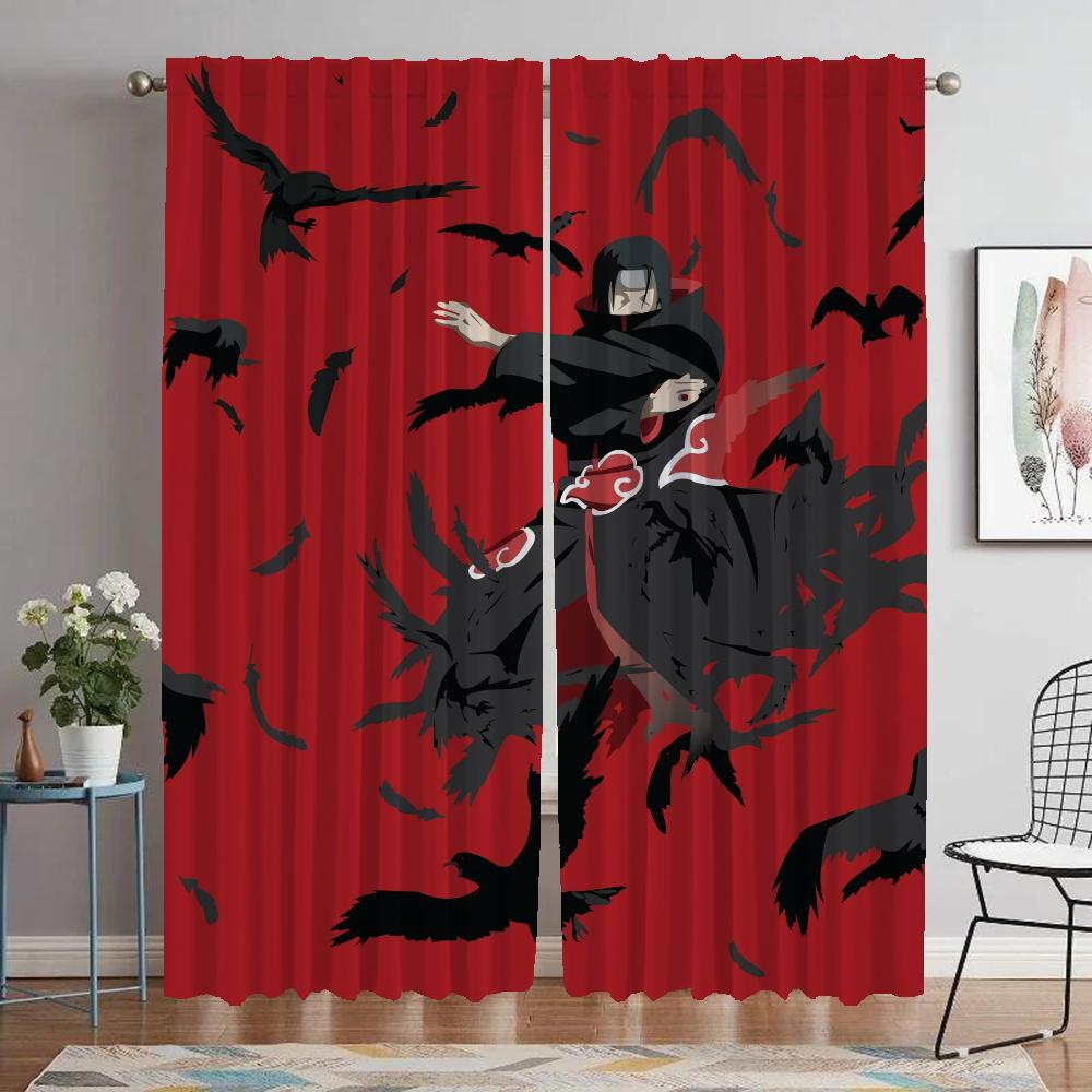 Elegant Room Curtains for Camera Narutos Halloween Decoration Shades Anti-mosquito Curtains 2 Pieces Blackout Curtain Partition