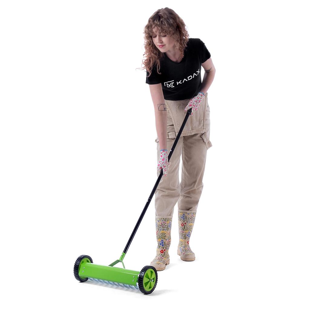 KADAX Scarifier, Manual, One-sided, On Wheels, for Lawns, 140 X 48 Cm, Green