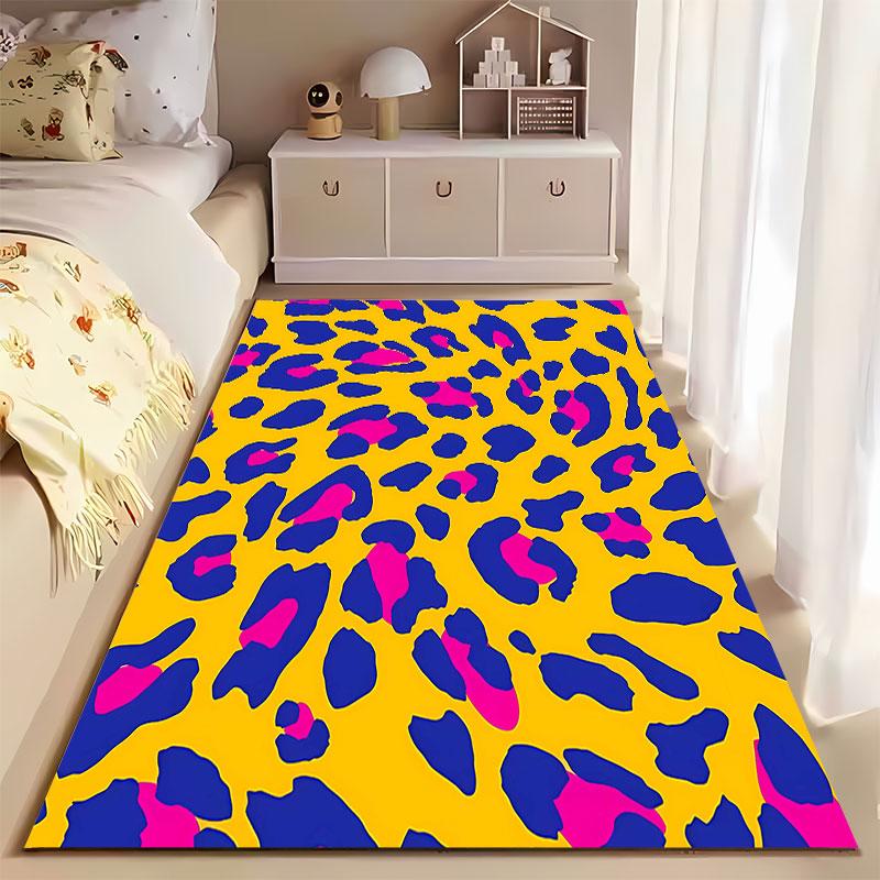 Colorful Leopard Print Carpet suitable as a non-slip mat for the living room or bedroom sofa