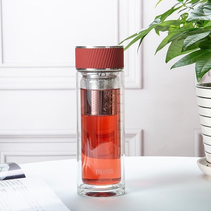 Thermos Double-Layer Glass Tea Infuser Bottle