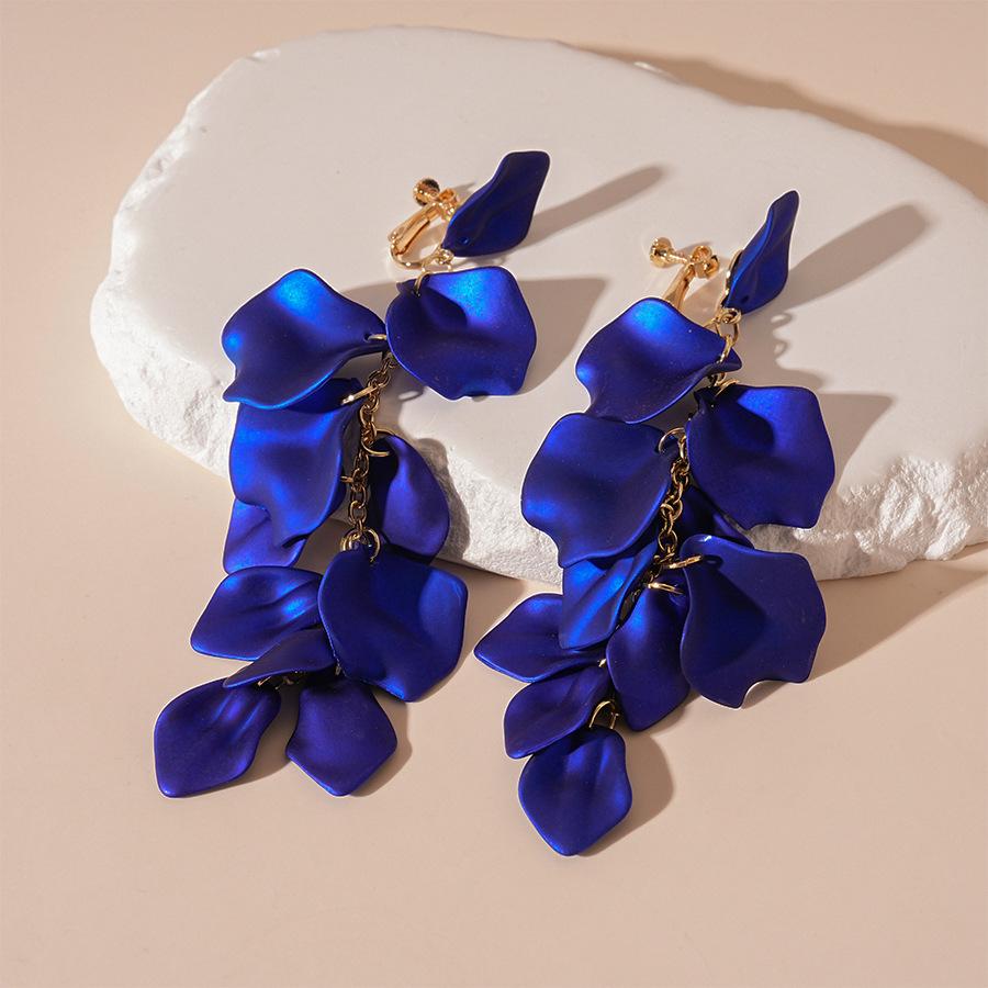 No Ear Piercings, Wrinkled Acrylic Petals, Long Fringed Earclips, Personalized Earrings.