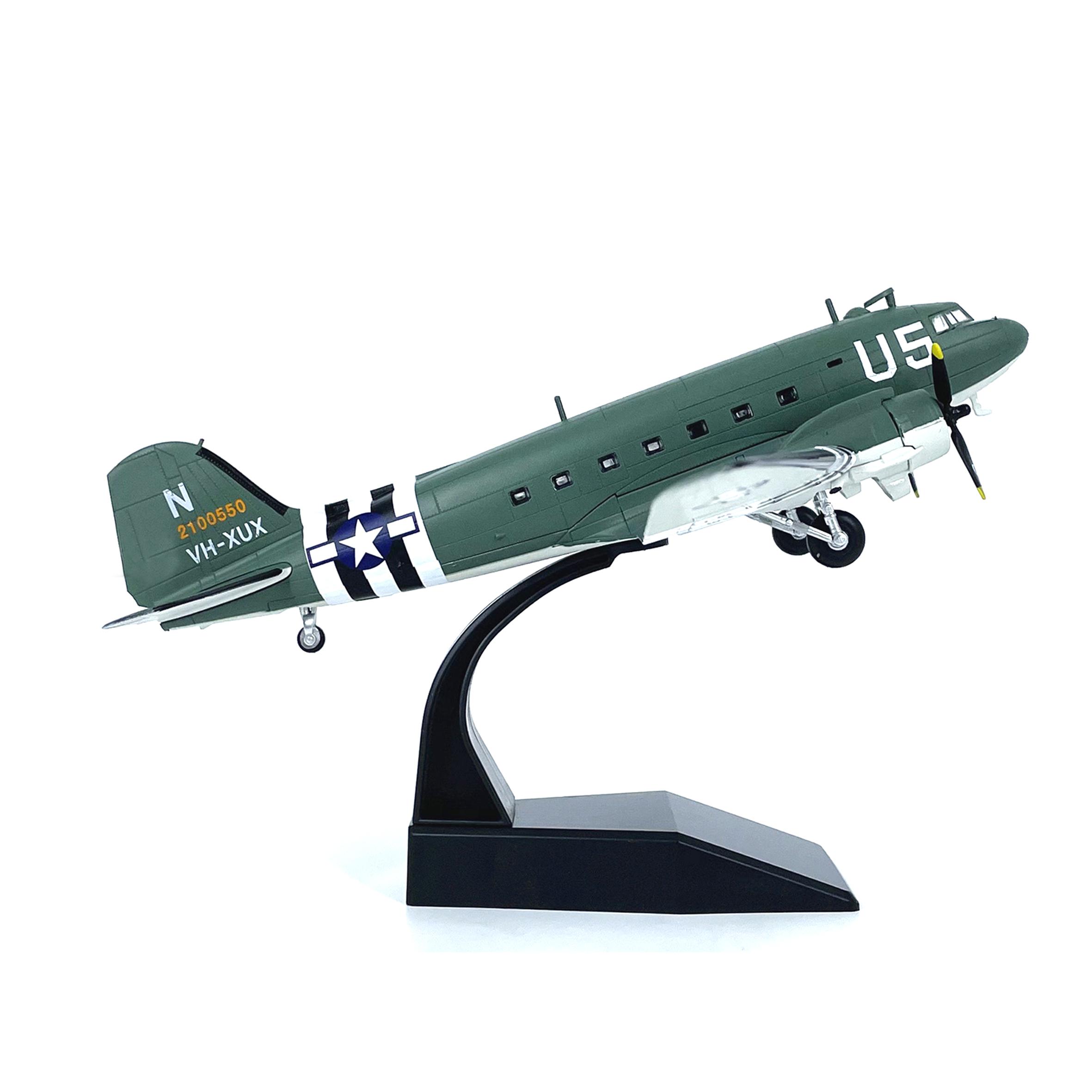 

1/100 Модель американского транспортного самолета C47 U5 # Модель самолета из сплава зелёный