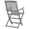Folding Garden Chairs 2 pcs with Seat Cushions Solid Acacia Wood