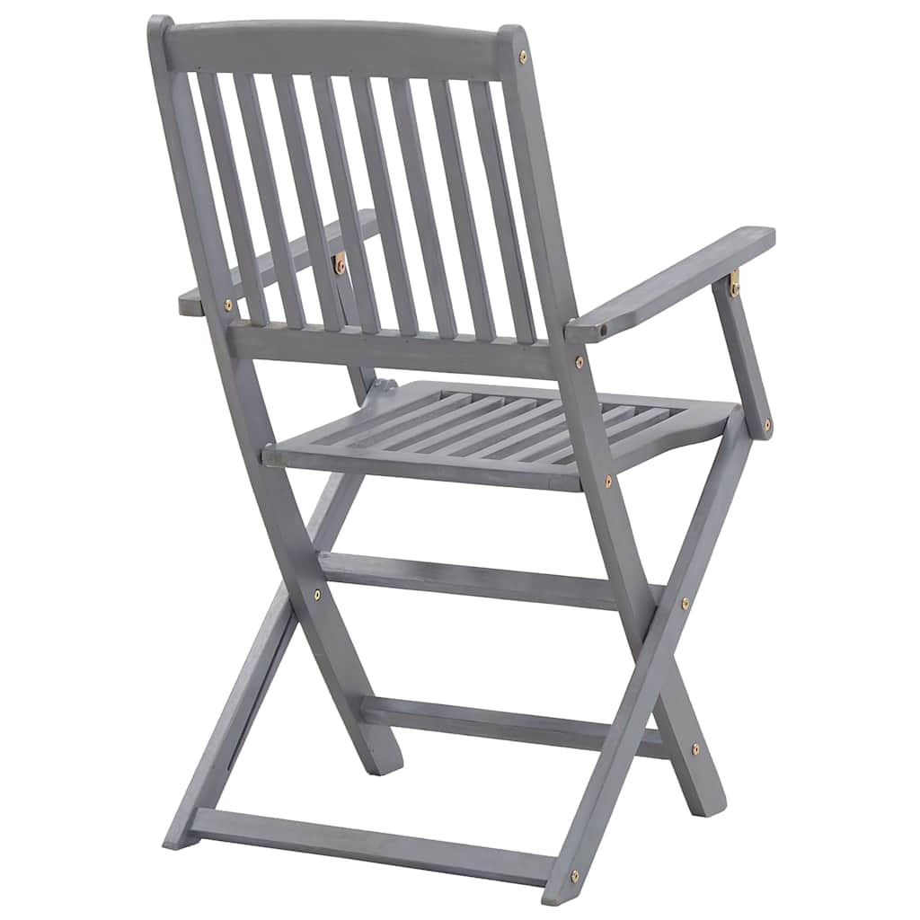 Folding Garden Chairs 2 pcs with Seat Cushions Solid Acacia Wood