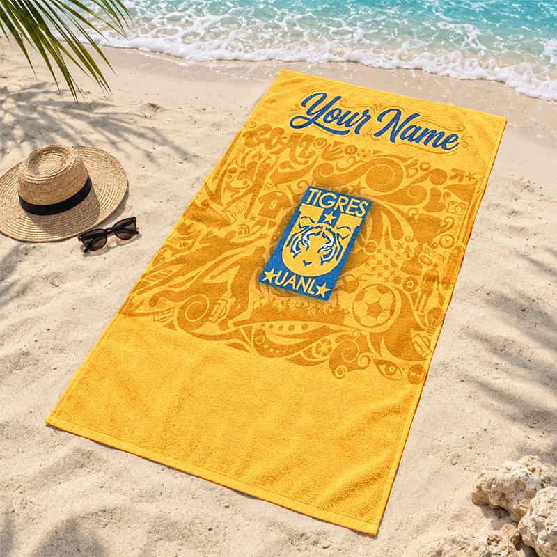 Club Tigres UANL Custom Name Beach towels also serve as bath towels summer essential a musthave for the outdoors the beach and the pool