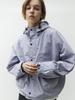 Magoodgan Hunter 5503 Nylon High-Neck Hooded Oversized Grayish-Purple Jacket