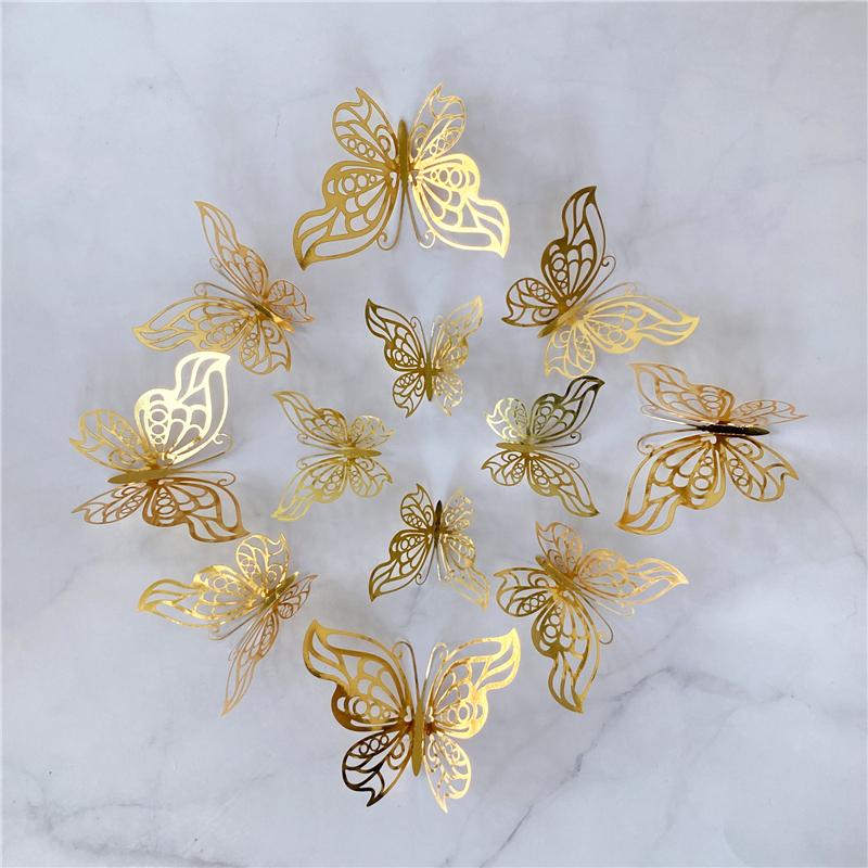 12Pcs/Set 3D Hollow Butterfly Wall Sticker DIY Wedding Decoration Living Room Home Decor Butterflies Decal Stickers