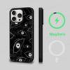 Black Scary Ghost Eye Monstrous Line Art Phone Case Magesafe Magnetic Wireless Charge Case For iPhone 16 14 Pro Max Plus Mini