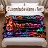 Music Theme Soft Blanket Personalized Custom Name Text Print Warm Blanket Home Sofa Bedroom Decor