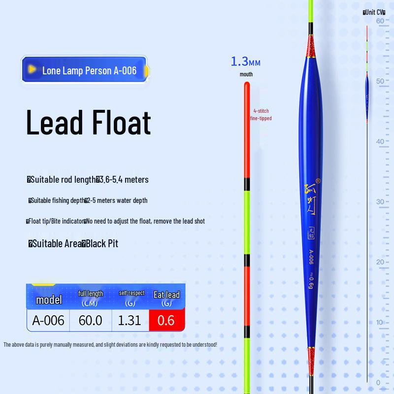 Lead-Free Self-Standing Fishing Float: Eye-Catching, Wind and Wave Resistant, Long Stem, Short Tail for Crucian Carp
