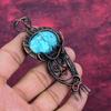 Tibetan Turquoise Gemstone Pendant Handmade Jewelry Copper Wire Wrapped Pendant
