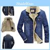 Men's Jean Jacket With Fur Collar Lined Winter Warm Casual Denim Coat M-6xl