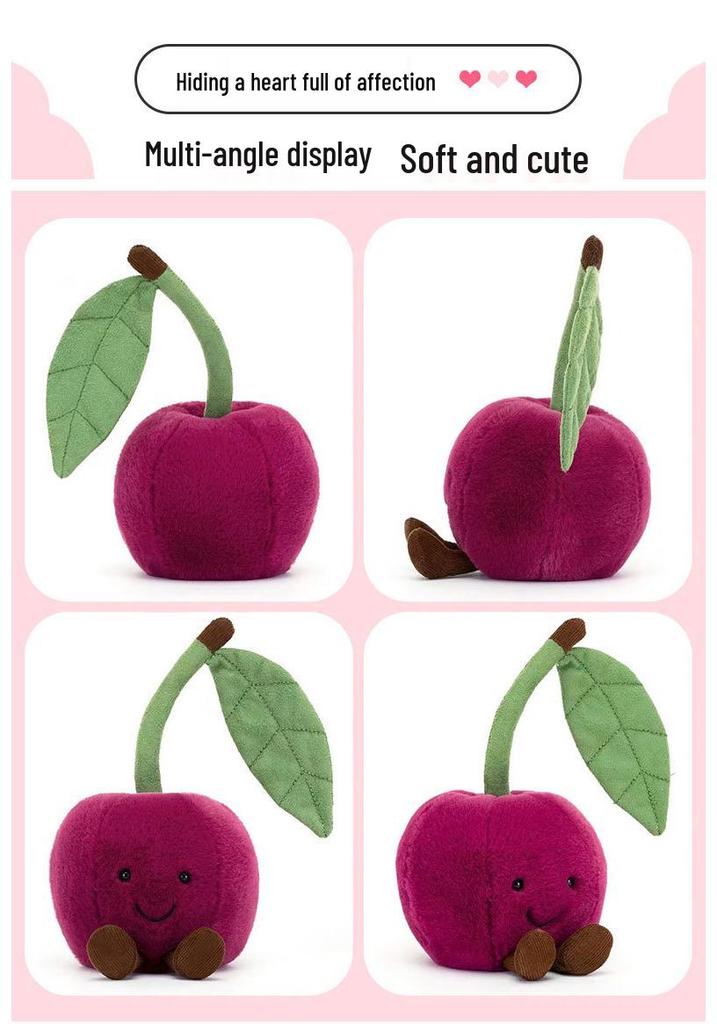 Cherry Peach Plush Toy - Cute Comfort Doll for Children