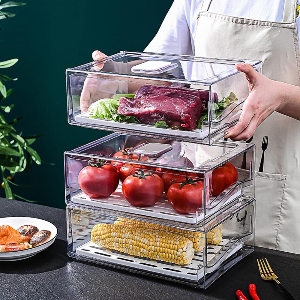 PET Refrigerator Storage Box S/L Fridge Produce Container  For Berry Storage