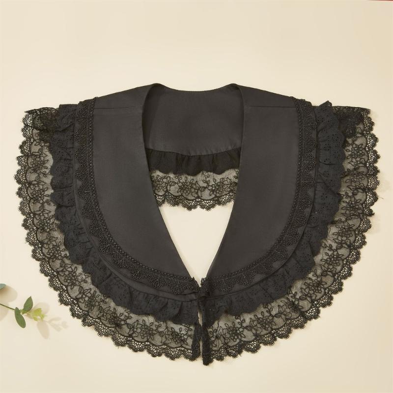 French Design Double Layer Detachable Collar for Women Girl Elegant Ruffle Lace Collar Neckpiece For Clothes Enhancement