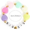 Big Sister Bracelets, Heart Charm Beads Stackable Bracelet Surfer Stretch Accessories Jewelry Gift for Big Sis