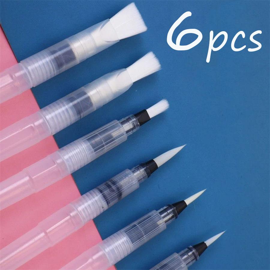 3-18 watercolor brush set, white nylon, with water storage function, DIY painting tools, suitable for school and outdoor use