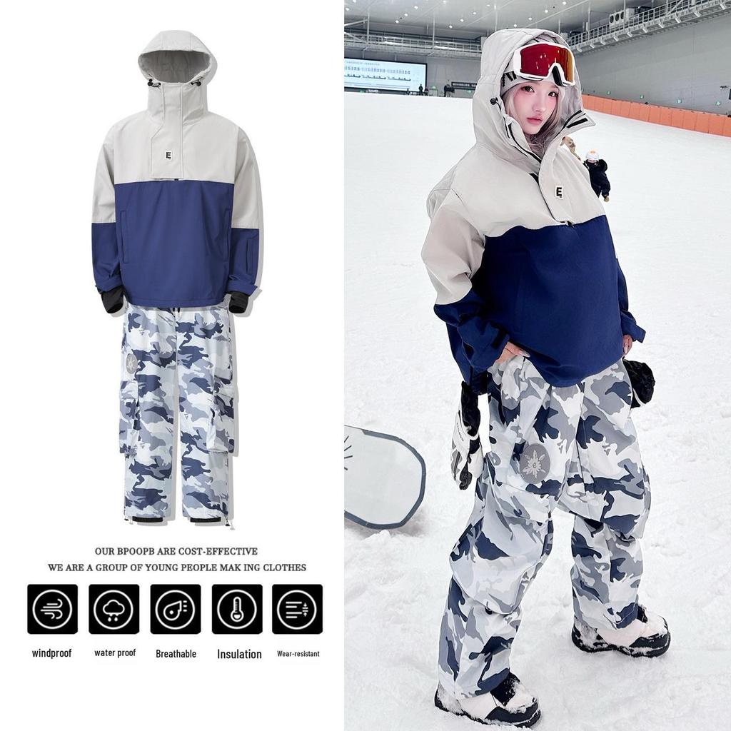 Unisex Ski Suit Set: Waterproof & Warm Hoodie with Ski Pants for Snowboarding