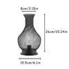 Metal Battery Operated Lamp 26cm High Vase Shape Mesh Cordless Decorative Lanterns for Living Room Tabletop Indoors (Black)