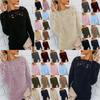 Cozy Women's Autumn Winter Fleece Sweater Tops With Elegant Lace Design For Style