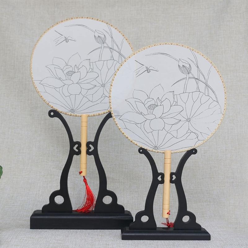 Elegant Chinese Style Bamboo Fan Stand Holder Bracket Rack Stand for StablesStylish Desktop Decoration Home Office Decor