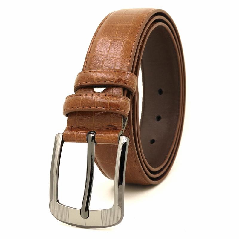 Neue Mode Herren Leder Gürtel Designer Gürtel für Mann Pin Schnalle Business Männlich Modische Slub Muster Jeans Casual
