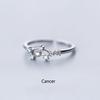 Minimalist Inlaid Cubic Zircon 12 Constellation Rings For Women Zodiac Sign Adjustable Finger Ring Simple Silver Color Jewelry