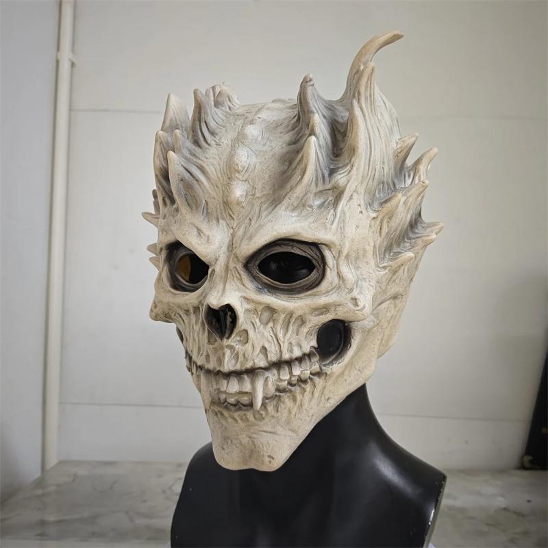Halloween Skull Warrior Mask Scary Realistic Detailed Prop for Adults Men Women Party Masquerade Cosplay Festival Decoration