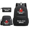 3 Piece School Backpack Set for Students Large Capacity Oxford Cloth Schoolbag with Shoulder Strap and Pencil Case
