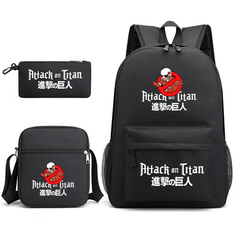 3 Piece School Backpack Set for Students Large Capacity Oxford Cloth Schoolbag with Shoulder Strap and Pencil Case