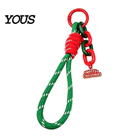 Braided Rope Lanyard Christmas Wristlet Keychain, Keychain with Santa Snowman Xmas Decorative Reindeer Charm, for Backpacks Hangbags Festive
