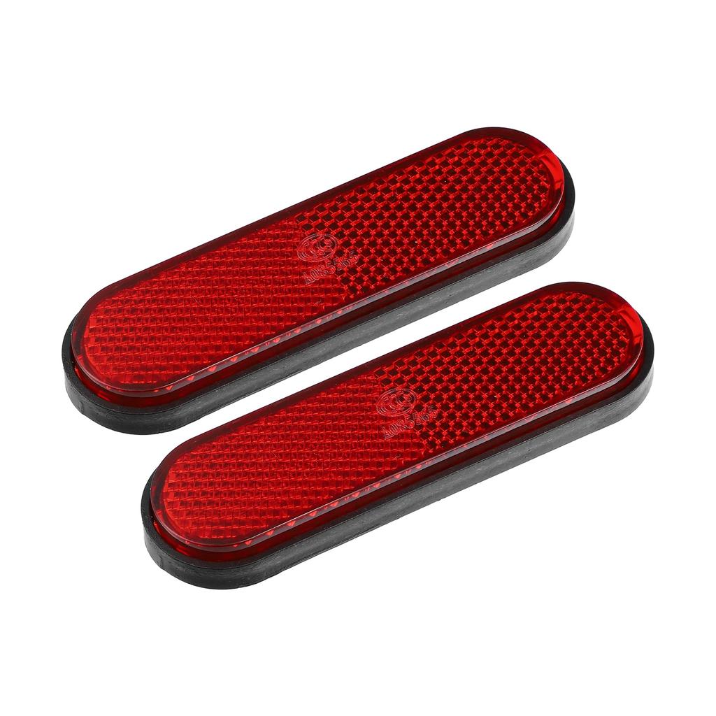 uxcell 2pcs Front Lower Fork Reflector Sticker Rear Saddlebag Side Visibility Reflector Stripe Kit Universal Oval Red
