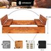 Holz-Sandkasten - SPRINGOS - 2026 - 120x120 cm - Imprägniertes Massivholz - Klappbare Bänke/Abdeckung