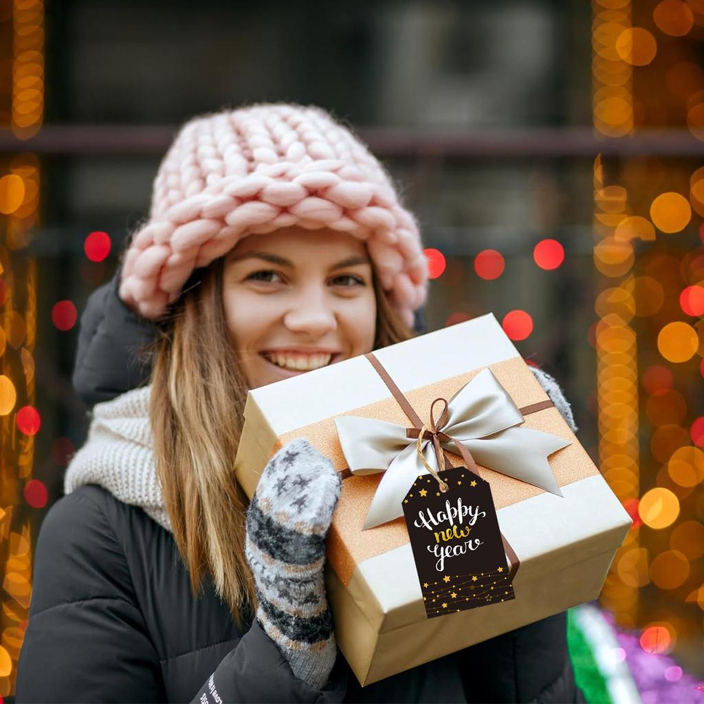 New Year New Year Party Decoration Tag Happy New Year Hemp Rope Card Pendant