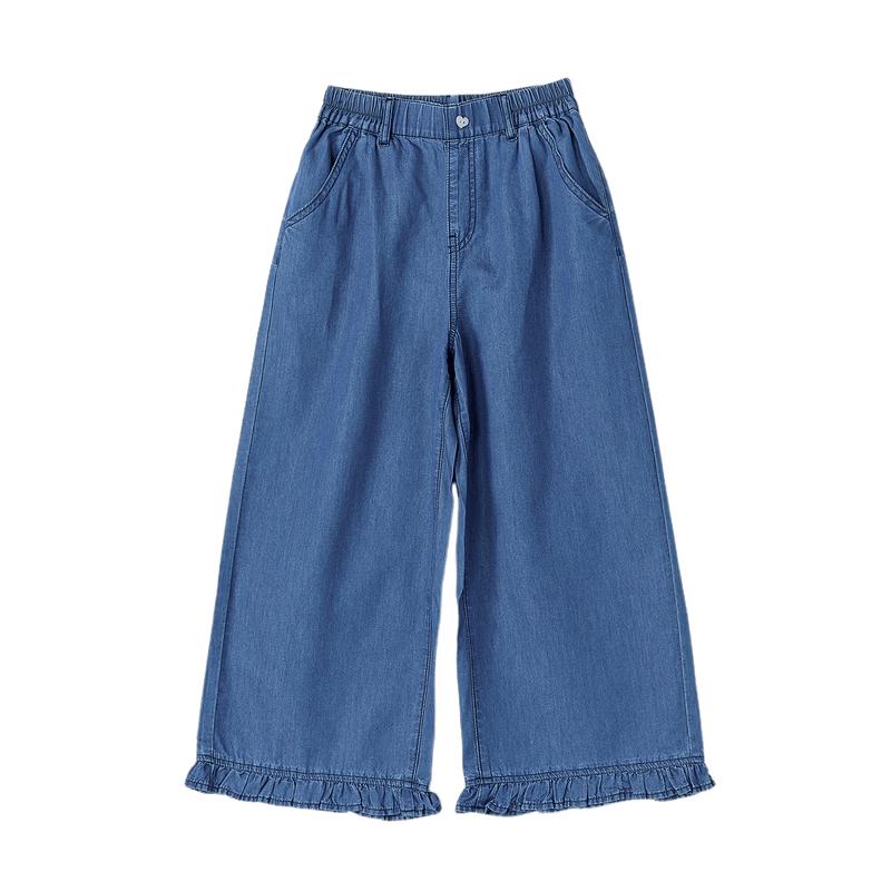 Deesha Kids' Ruffled Tencel Denim Wide-Leg Pants