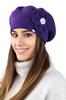 Calla Wool Beret on a High Leg with a Flower, Purple Color