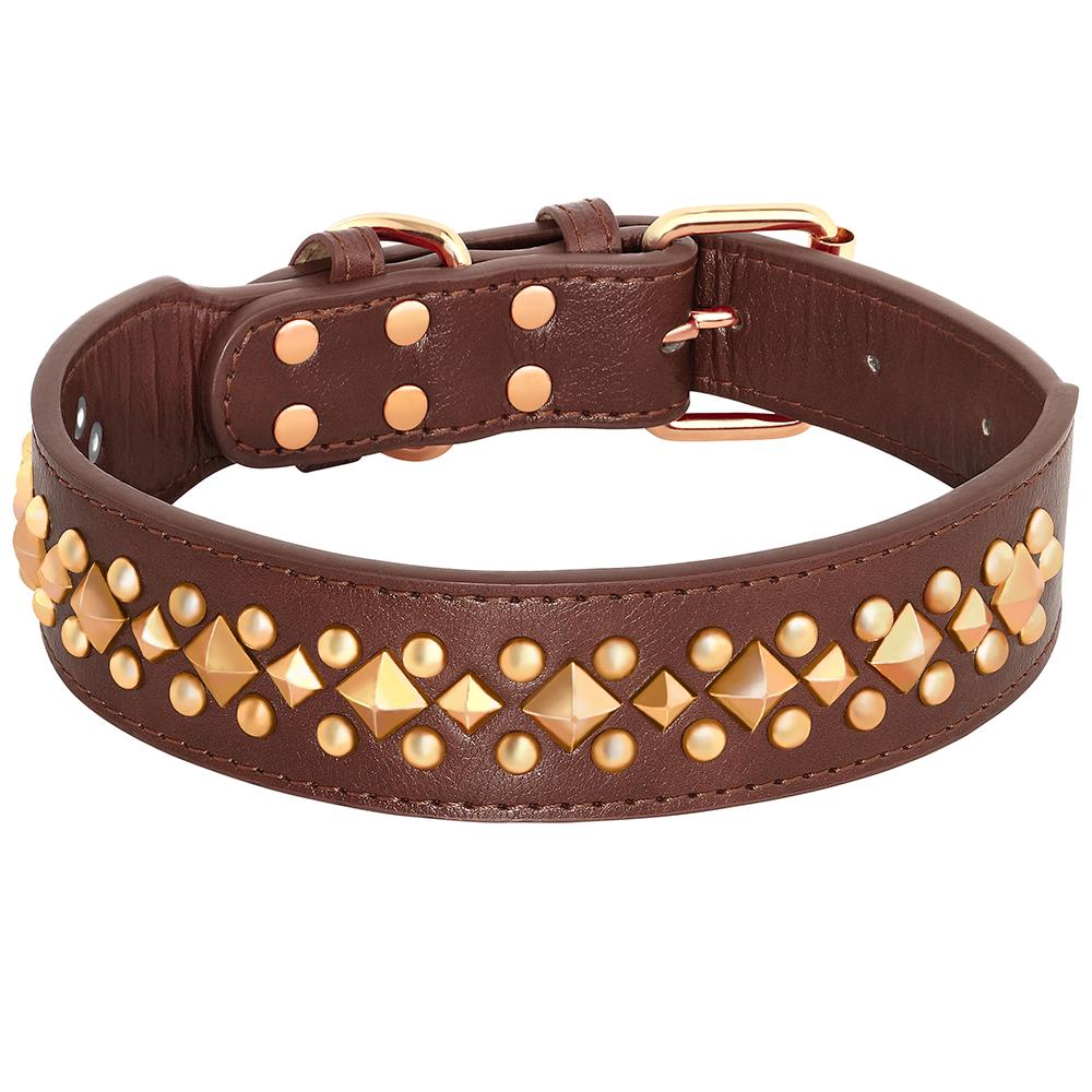 Durable Leather Dog Collar Spiked Studded Dog Collars Adjustable Pet French Bulldog Shepherd Pug Necklace for Small Large Dogs