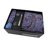 Cravatta da uomo Paisley Set regalo cravatta con gemelli e fermacravatta Cravatta business casual Nera Confezione regalo
