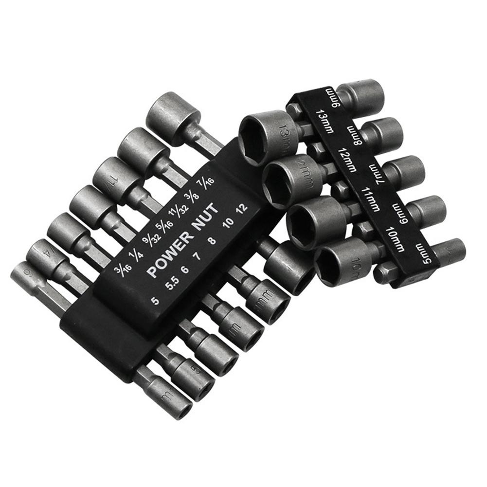 14pcs 5mm-12mm Hex Sockets Sleeve Nozzles Nut Driver Set Screwdriver Set Schroevendraaier Set Bits Sets Tools Socket Wrenches
